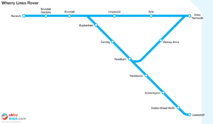 Wherry Lines Rover rail pass map